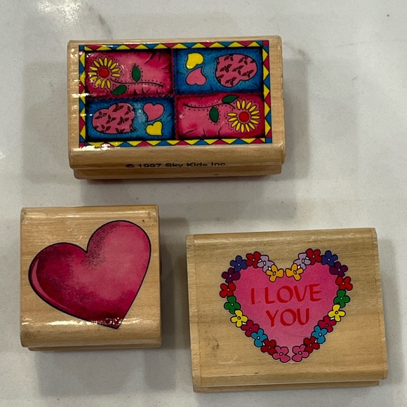 RUBBER STAMPS LOT OF 3: ‘Hearts’ Bundle from Sky Kids from 1997 - Picture 6 of 6